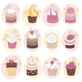 Set of 12 cute cupcakes