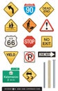 Set of 14 Highway Signs Royalty Free Stock Photo