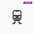 Black solid train and railroad icon vector.