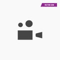 Black solid flat vintage cinema camera icon Royalty Free Stock Photo