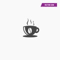 Black flat Coffee cup icon with coffee bean Royalty Free Stock Photo