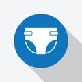 White diaper icon blue circle with shadow.