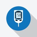 White black diabetes meter, blood testing icon.