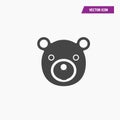 Black flat teddy bear face vector icon. Royalty Free Stock Photo