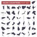 Asia Countries Map Set Vector Template