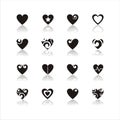 Set of 16 hearts icons