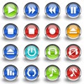 Set of 16 music icons & buttons Royalty Free Stock Photo