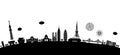 Tokyo landscape vector illustration Arch shape / monochrome