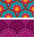 Set of 2 colorful seamless patterns with round orn Royalty Free Stock Photo