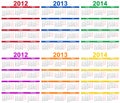Set of 2012 - 2014 Calendar Royalty Free Stock Photo