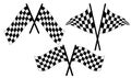 Set with 3 racing flags. Black and white checkerboard flag. Vector and flat style Royalty Free Stock Photo