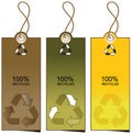 Set of 3 sale tags with recycling illustration