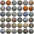 Set of 3D stone balls on white - seamless texture Royalty Free Stock Photo