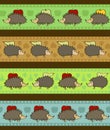 Set of 4 decorative borders with cartoon hedgehogs