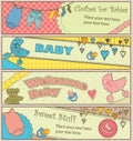 Set of 4 horizontal baby themed banners