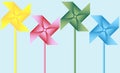Set of 4 Origami Pinwheels Royalty Free Stock Photo