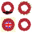 Set of 4 remembrance wreaths vector Royalty Free Stock Photo