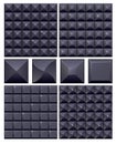 Set of 4 seamless black mosaic