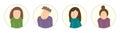 Set of 4 user avatar. People avatar profile icons. Male and female faces. Men and women portraits. Vector illustration Royalty Free Stock Photo