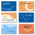 Set of 6 Business Cards in Orange and Blue Vector Illustration Royalty Free Stock Photo