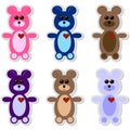 Set of 6 Teddy Bear Stickers Royalty Free Stock Photo