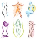 Set of 6 Woman Body Icons - Sports Royalty Free Stock Photo