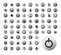 Set of 72 various monochrome buttons, icons