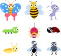 A set of 9 common insect icon Royalty Free Stock Photo