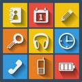 Set of 9 web and mobile icons. Vector. Royalty Free Stock Photo