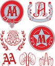 Set of AA monograms and emblem templates Royalty Free Stock Photo