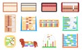 Set of abacus different shape and color vector mathematics or arithmetic educational equipment