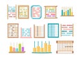 Set of Abacus, Mathematics or Arithmetic Educational Ancient Equipment. Calculator, Math Learning Colorful Toys for Kids