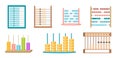 Set of Abacus, Mathematics Learning, Math Calculator Educational Equipment Isolated Design Elements on White Background Royalty Free Stock Photo