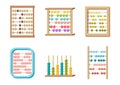 Set of Abacus, Toy with Colorful Beads for Kids Mind Development. Mathematics Calculator, Math Educational Equipment