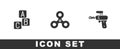 Set ABC blocks, Fidget spinner and Ray gun icon. Vector Royalty Free Stock Photo