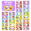 Set ABC flash cards. Alphabet for kids. Learning letters. Education developing worksheet. Activity page for study English. Color Royalty Free Stock Photo