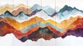 A set of abstract acrylic paintings each representing a different section of a mountain range and its unique contours Royalty Free Stock Photo