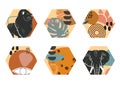 Set of abstract African stickers