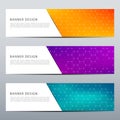 Set of abstract banner design, with futuristic hexagonal background. Geometric polygonal graphics. Scientific and