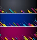 Abstract banners with colorful strokes.