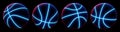 Set of abstract basketball balls with glowing neon seams Royalty Free Stock Photo