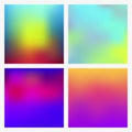 Set of abstract blur vector backgrounds blue, pink, yellow, purple and orange. Royalty Free Stock Photo