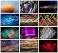 Set of abstract blurred colorful light effect on a black background. Long exposure photos with moving camera