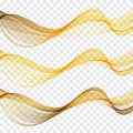 Set of abstract bright colorful golden wave backgrounds, yellow warm colors.