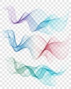 Set abstract color smoke wave. Transparent smooth Vector lines. Royalty Free Stock Photo