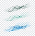 Set abstract color smoke wave. Transparent smooth Vector lines. Royalty Free Stock Photo