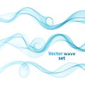 Set abstract color smoke wave. Transparent smooth Vector lines. Royalty Free Stock Photo