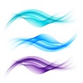 Set abstract color smoke wave. Transparent smooth Vector lines. Royalty Free Stock Photo