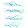 Set abstract color smoke wave. Transparent smooth Vector lines. Royalty Free Stock Photo