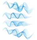 Set abstract color smoke wave. Transparent smooth Vector lines. Royalty Free Stock Photo